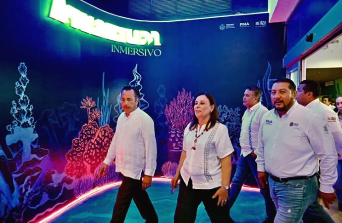 Acompaña Rocío Nahle al gobernador Cuitláhuac García a recorrido en el Aquarium de Veracruz